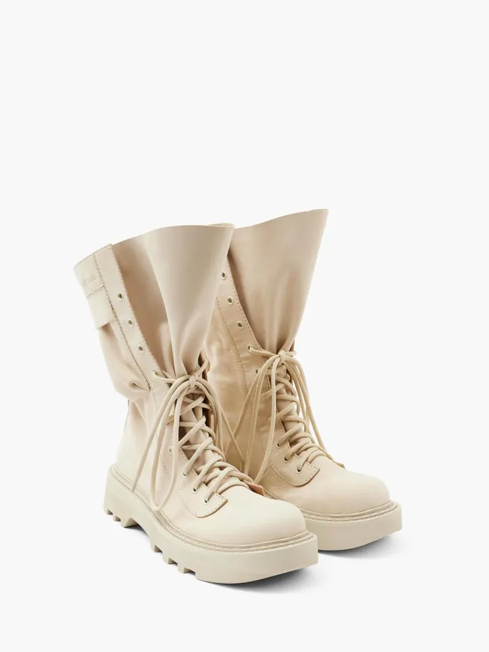 Men Boots JW Anderson COMBAT LEATHER BOOTS Off White Men Boots JW Anderson COMBAT LEATHER BOOTS Off White