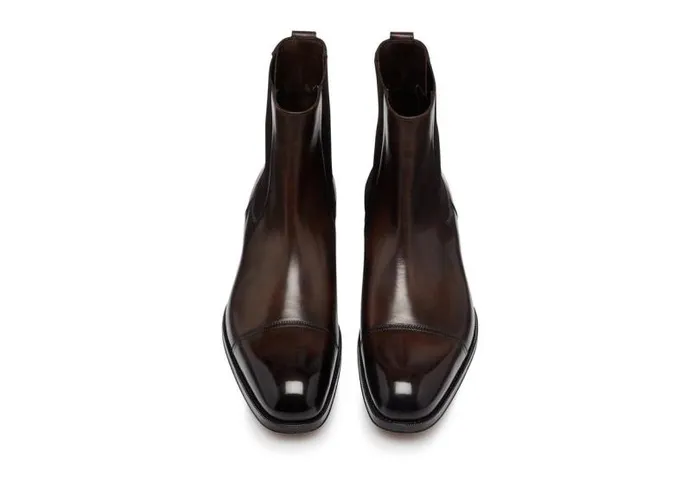 Men Boots Tom Ford Burnished Leather Edgar Chelsea Boot Ebony Men Boots Tom Ford Burnished Leather Edgar Chelsea Boot Ebony