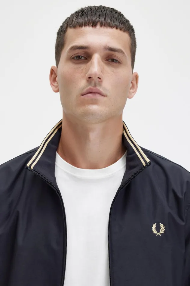 Men Brentham Jacket Black Fred Perry Coats and Jackets