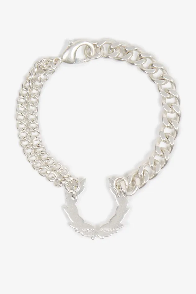 Men Chunky Laurel Wreath Bracelet Metallic Silver Fred Perry Accessories