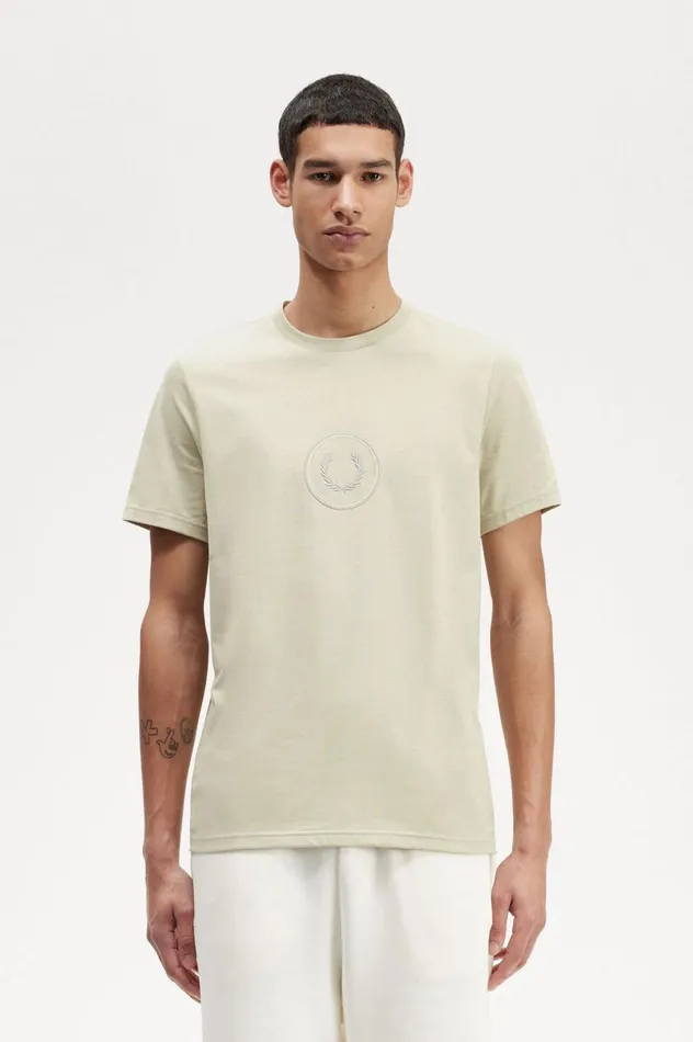 Men Circle Branding TShirt Light Oyster Fred Perry TShirts