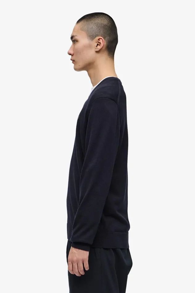 Men Classic VNeck Jumper Navy Fred Perry Knitwear