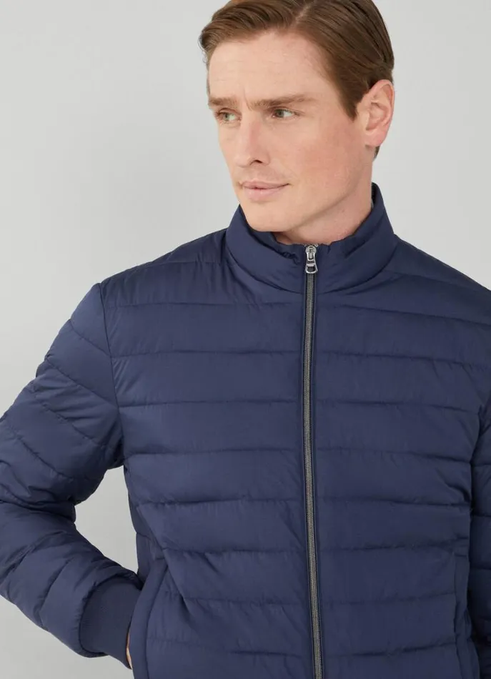 Men Coats and Jackets Hackett London Padded Blouson Jacket Navy Blazer
