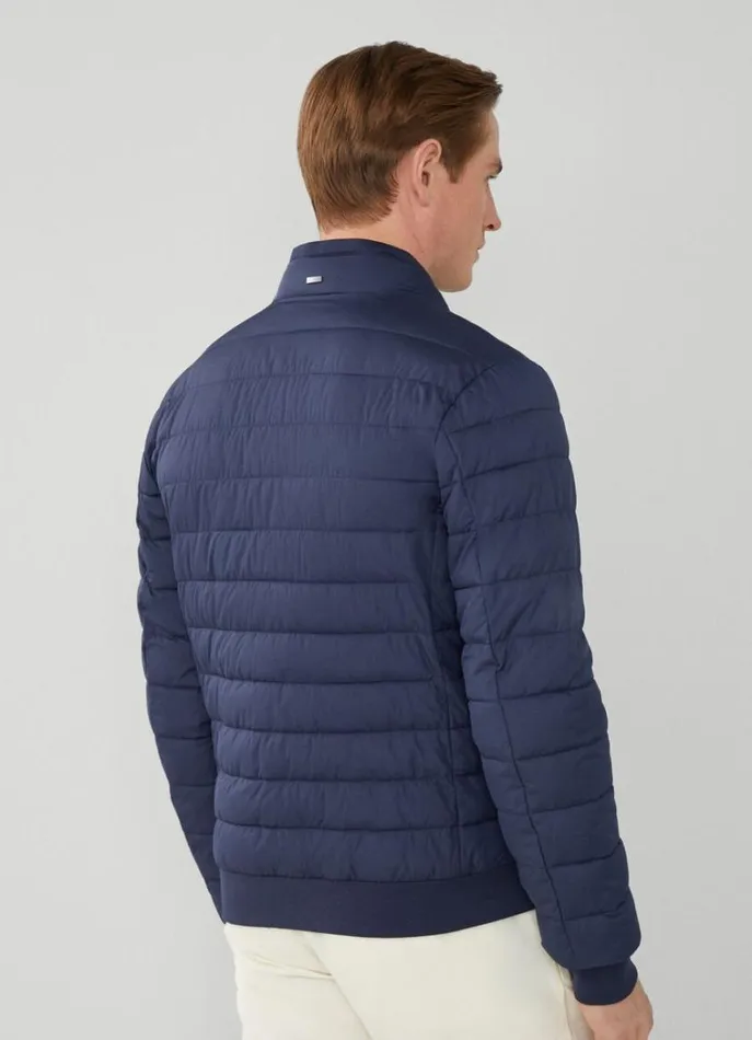 Men Coats and Jackets Hackett London Padded Blouson Jacket Navy Blazer