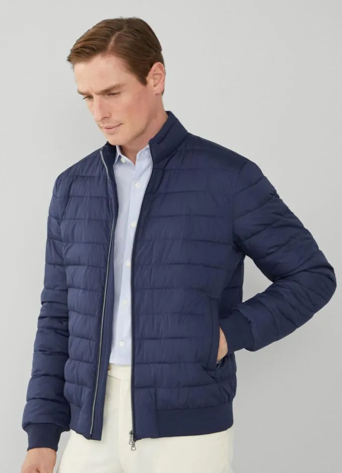 Men Coats and Jackets Hackett London Padded Blouson Jacket Navy Blazer