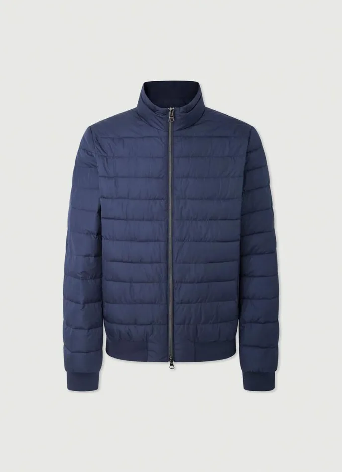Men Coats and Jackets Hackett London Padded Blouson Jacket Navy Blazer
