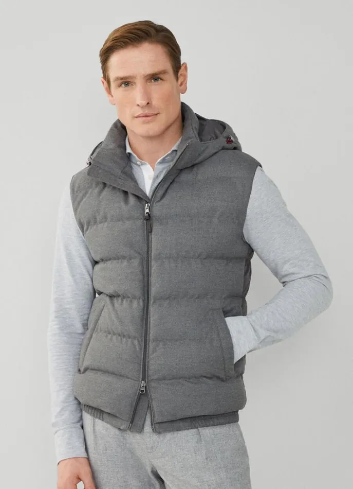Men Coats and Jackets Hackett London Padded Hybrid Gilet Grey