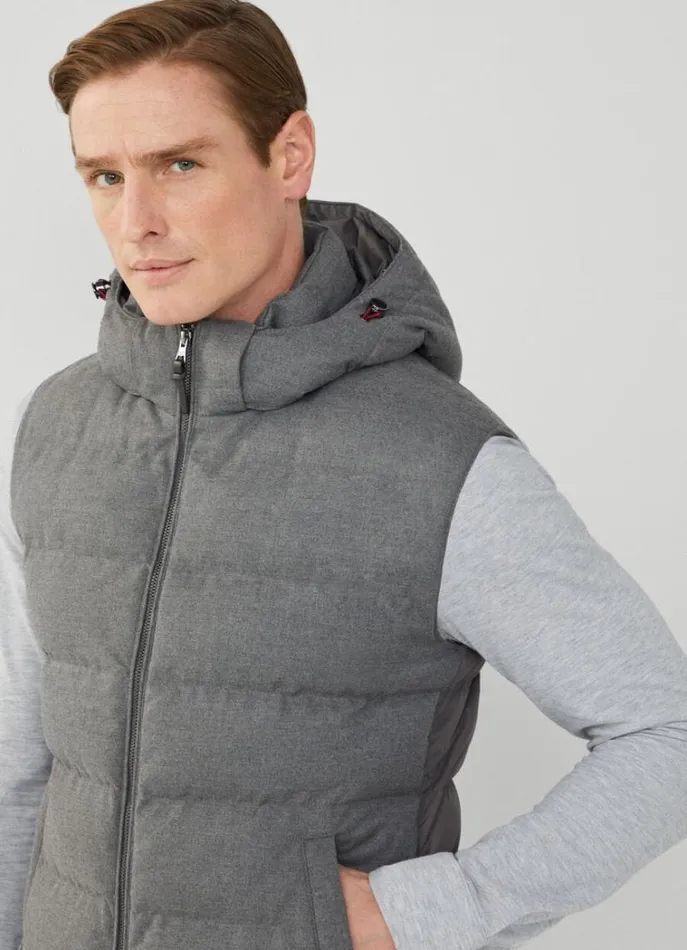 Men Coats and Jackets Hackett London Padded Hybrid Gilet Grey