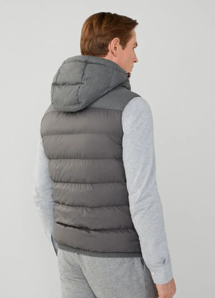 Men Coats and Jackets Hackett London Padded Hybrid Gilet Grey