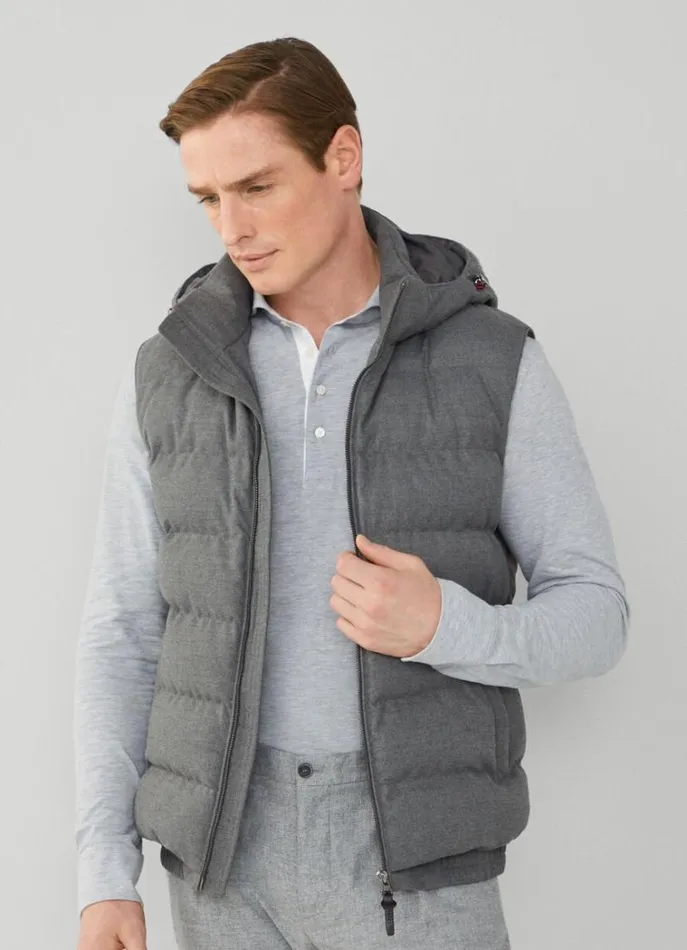 Men Coats and Jackets Hackett London Padded Hybrid Gilet Grey