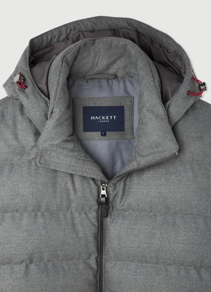 Men Coats and Jackets Hackett London Padded Hybrid Gilet Grey