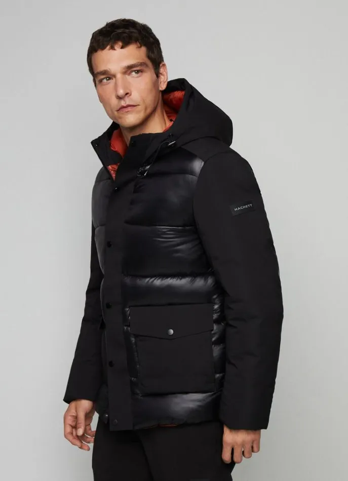 Men Coats and Jackets Hackett London Puffer Jacket Black