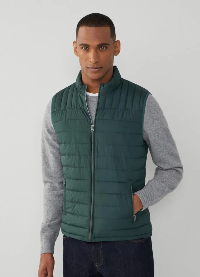 Men Coats and Jackets Hackett London Ultralight Padded Gilet Bottle Green
