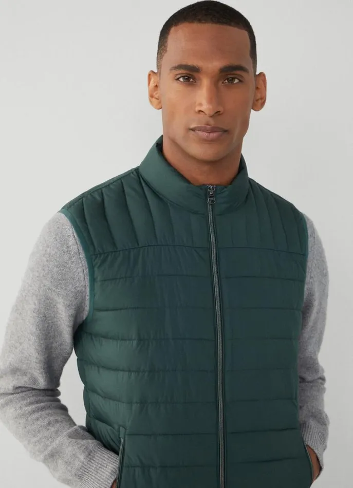 Men Coats and Jackets Hackett London Ultralight Padded Gilet Bottle Green