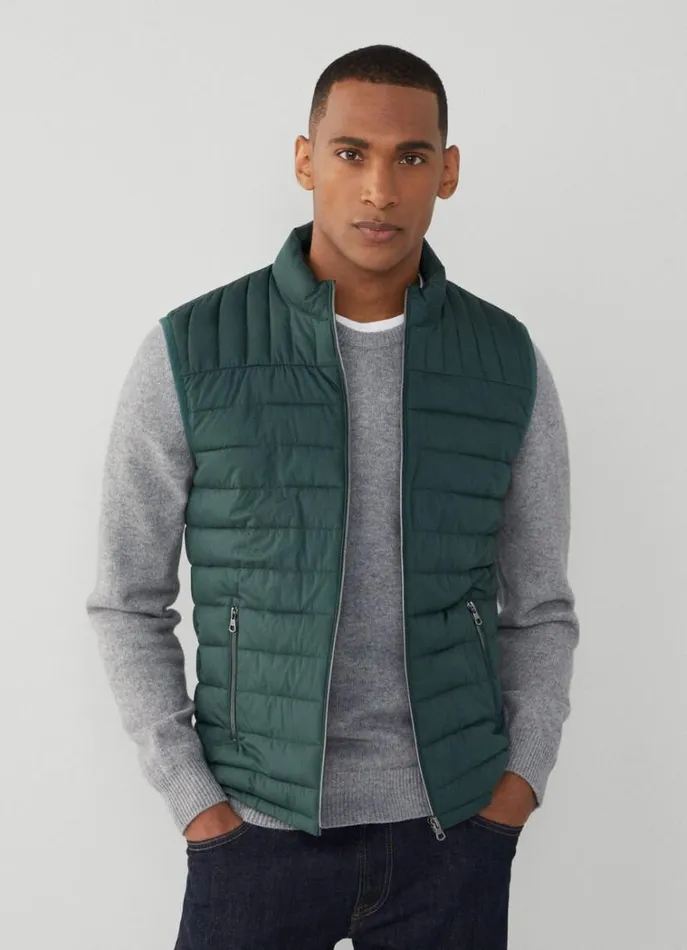 Men Coats and Jackets Hackett London Ultralight Padded Gilet Bottle Green