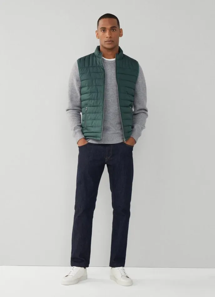 Men Coats and Jackets Hackett London Ultralight Padded Gilet Bottle Green
