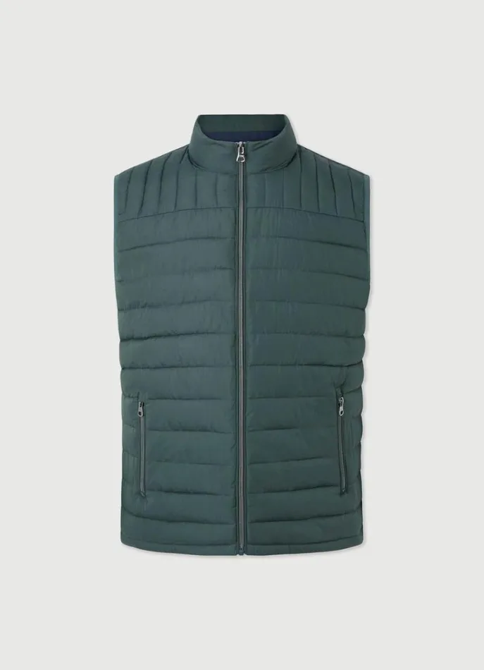 Men Coats and Jackets Hackett London Ultralight Padded Gilet Bottle Green