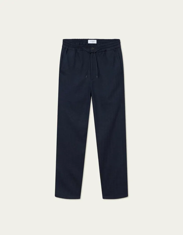 Men Como Herringbone Tapered Drawstring Pants 8211 Dark NavyDark Grey Melange Les Deux Pants Men Como Herringbone Tapered Drawstring Pants 8211 Dark NavyDark Grey Melange Les Deux Pants