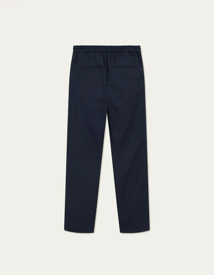 Men Como Herringbone Tapered Drawstring Pants 8211 Dark NavyDark Grey Melange Les Deux Pants