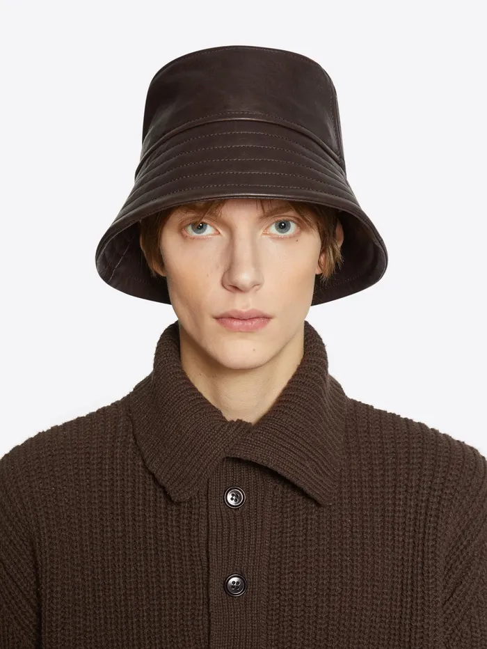 Men Dries Van Noten Hats and Caps Leather Bucket Hat Men Dries Van Noten Hats and Caps Leather Bucket Hat
