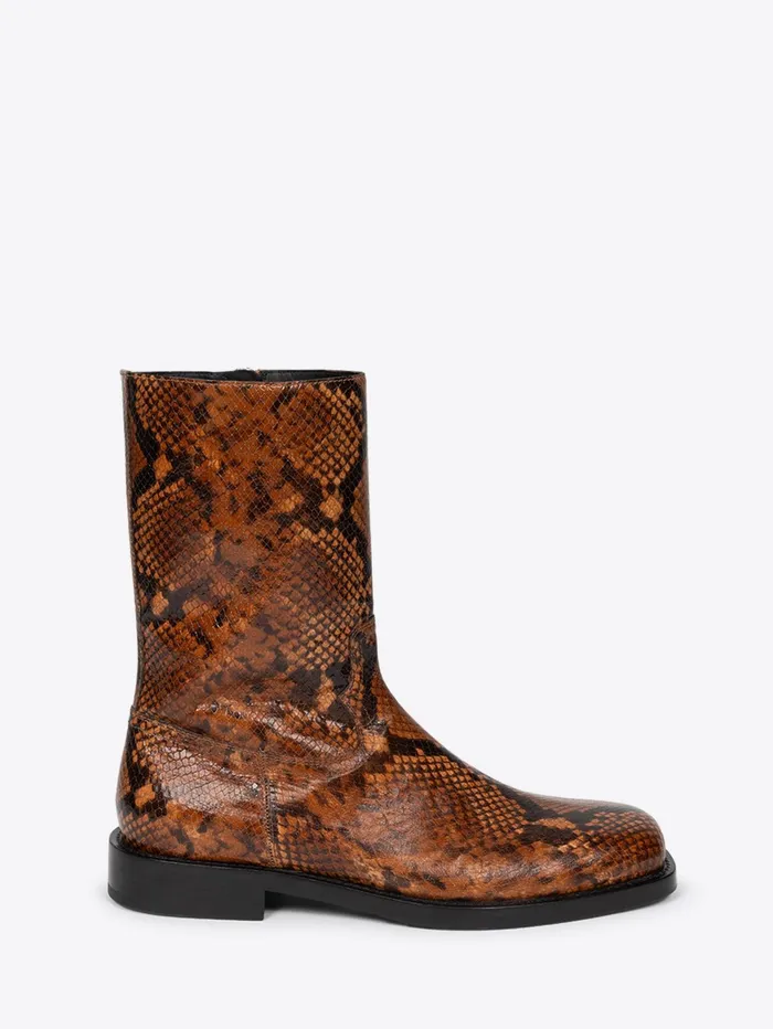Men Dries Van Noten Shoes Snake Print Boots