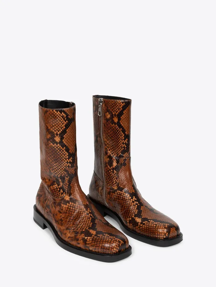 Men Dries Van Noten Shoes Snake Print Boots