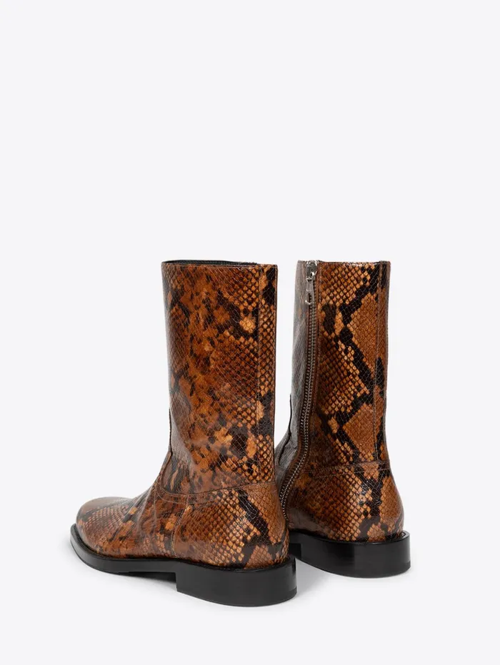 Men Dries Van Noten Shoes Snake Print Boots