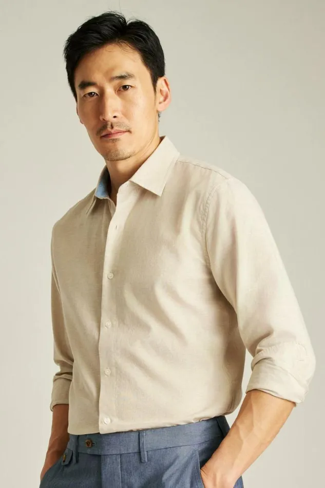 Men Easy Linen Shirt Khaki Bonobos Business Casual Shirts
