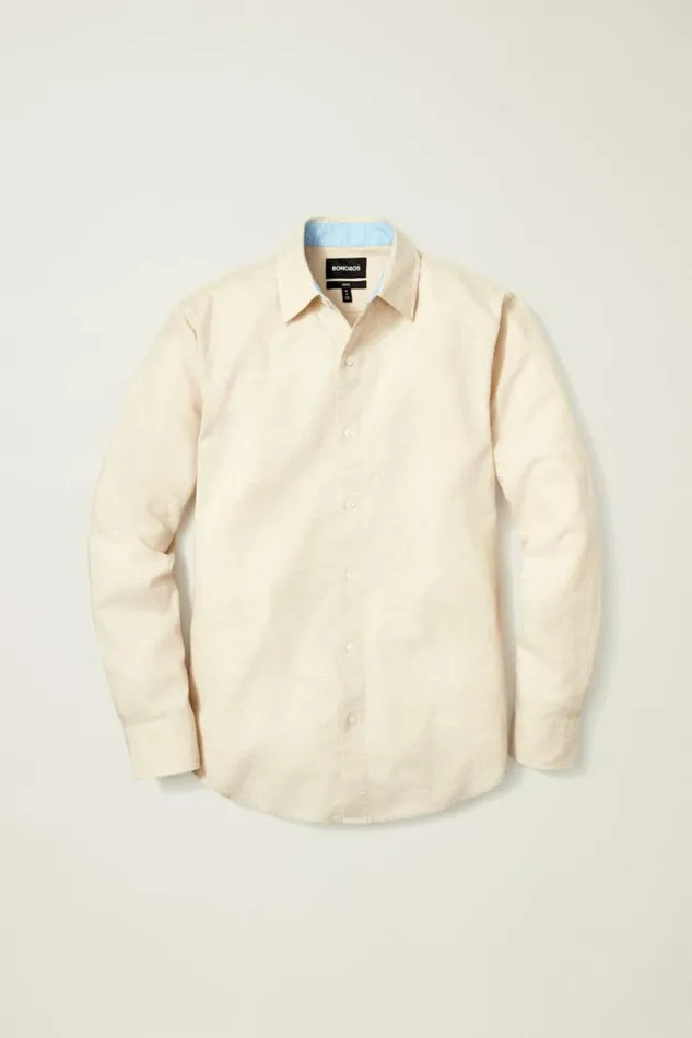 Men Easy Linen Shirt Khaki Bonobos Business Casual Shirts