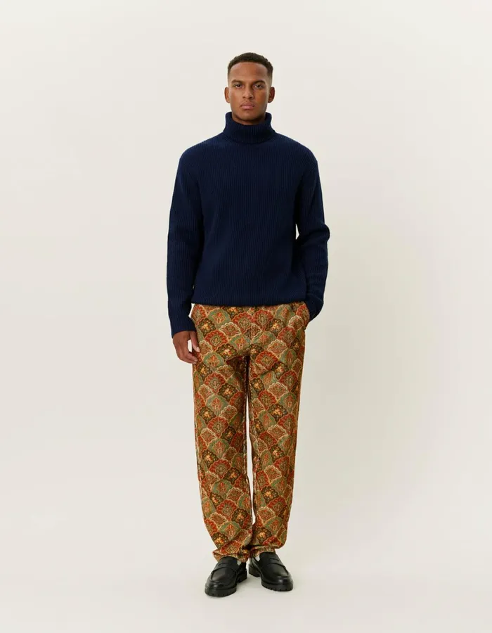 Men Eddie Wool Rib Rollneck Knit 8211 Dark Navy Les Deux Knitwear