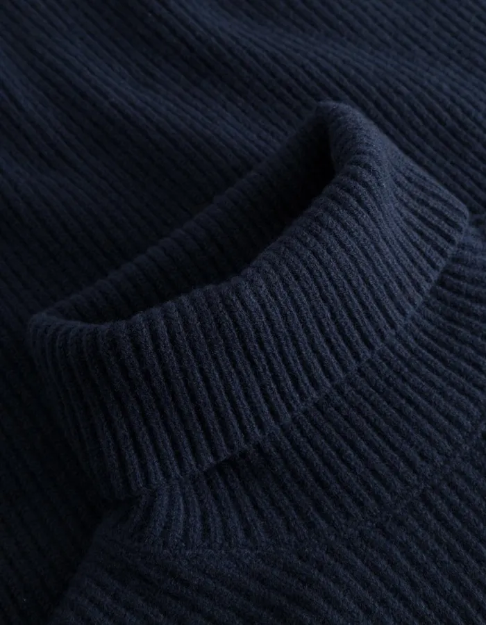 Men Eddie Wool Rib Rollneck Knit 8211 Dark Navy Les Deux Knitwear