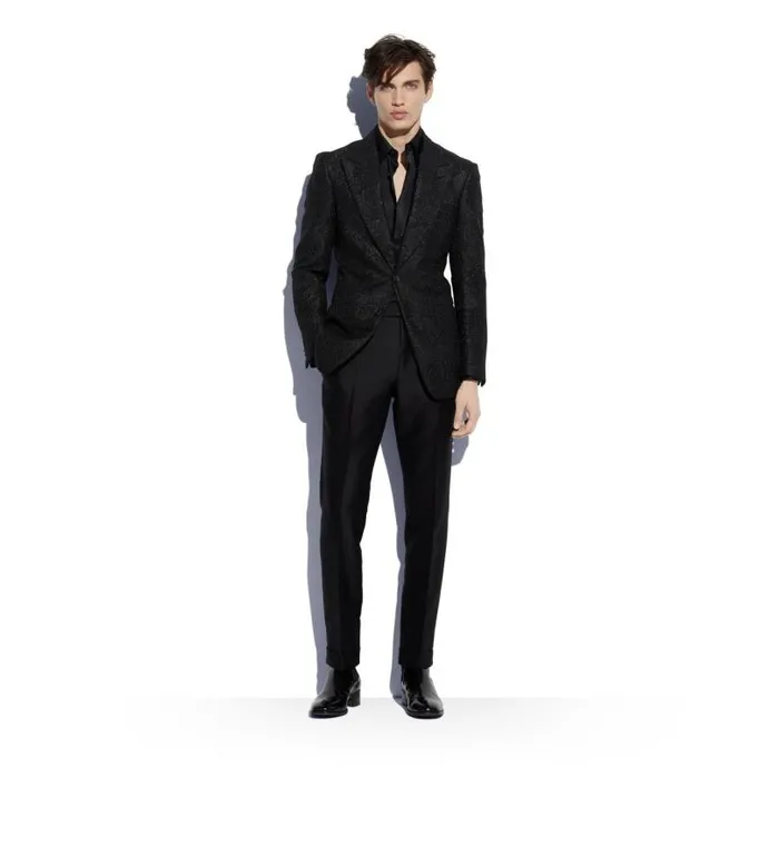 Men Evening Tom Ford Flower Jacquard Cooper Jacket Black Men Evening Tom Ford Flower Jacquard Cooper Jacket Black