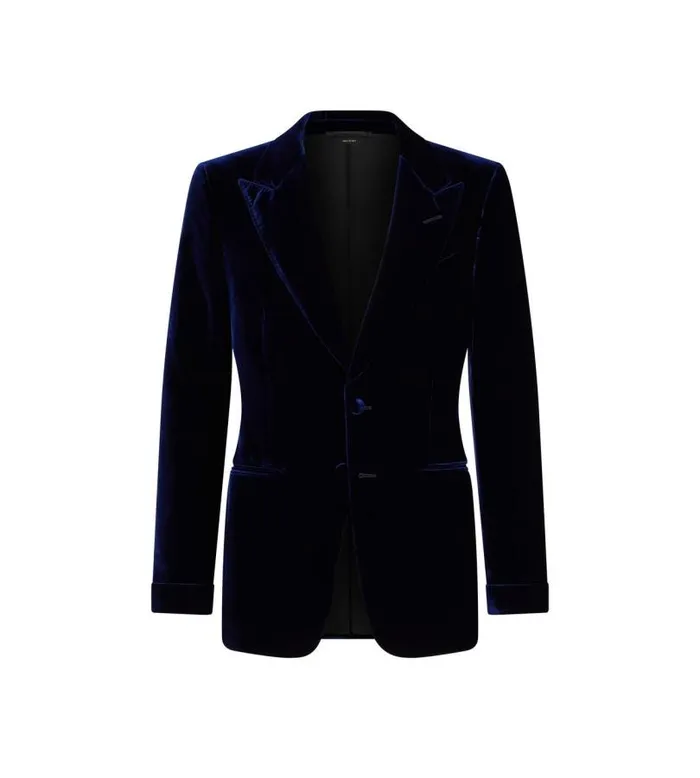 Men Evening Tom Ford Fluid Velvet Shelton Cocktail Jacket Navy