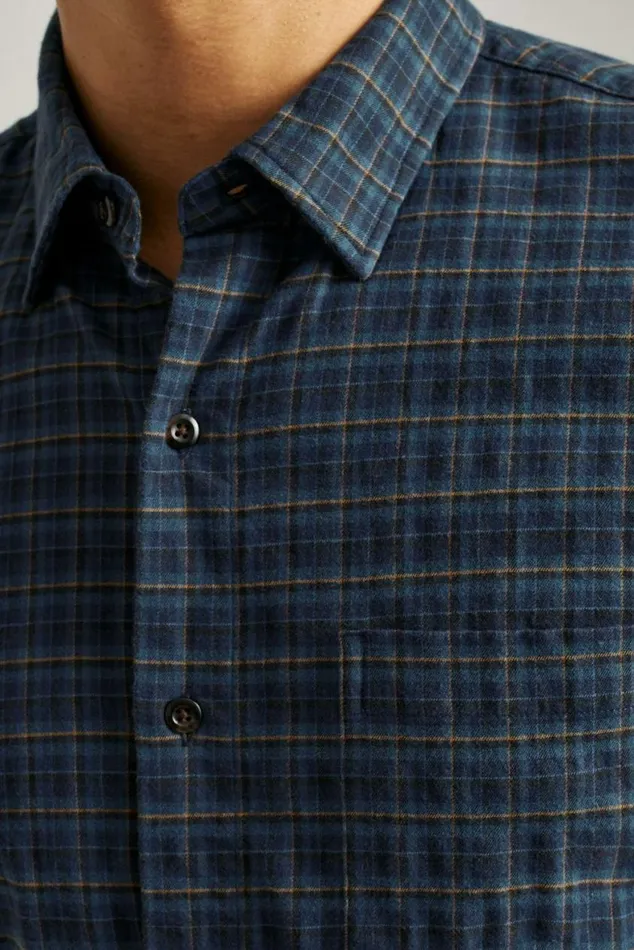 Men Everyday Lightweight Flannel Shirt Blue Gladstone Plaid Bonobos Overshirts