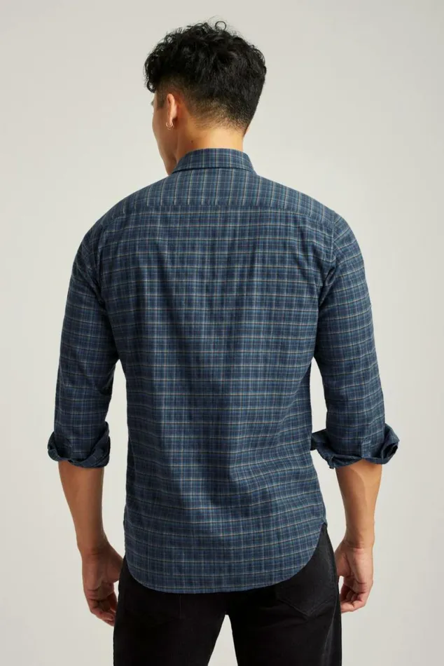 Men Everyday Lightweight Flannel Shirt Blue Gladstone Plaid Bonobos Overshirts