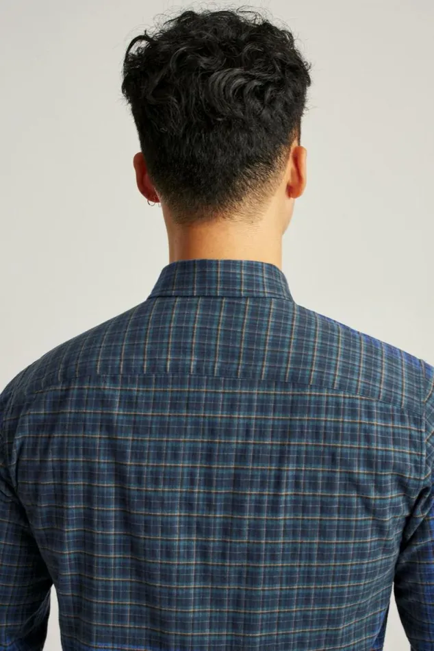 Men Everyday Lightweight Flannel Shirt Blue Gladstone Plaid Bonobos Overshirts