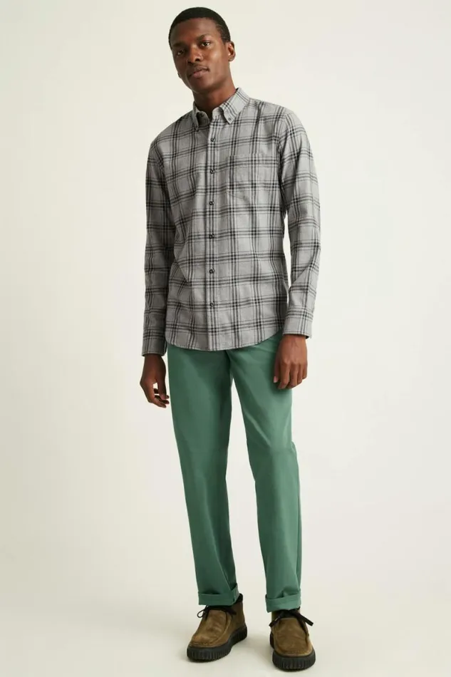 Men Everyday Lightweight Flannel Shirt Grey Darien Plaid Bonobos Overshirts