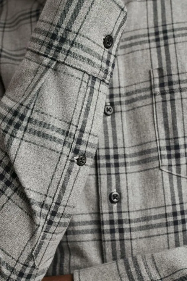 Men Everyday Lightweight Flannel Shirt Grey Darien Plaid Bonobos Overshirts