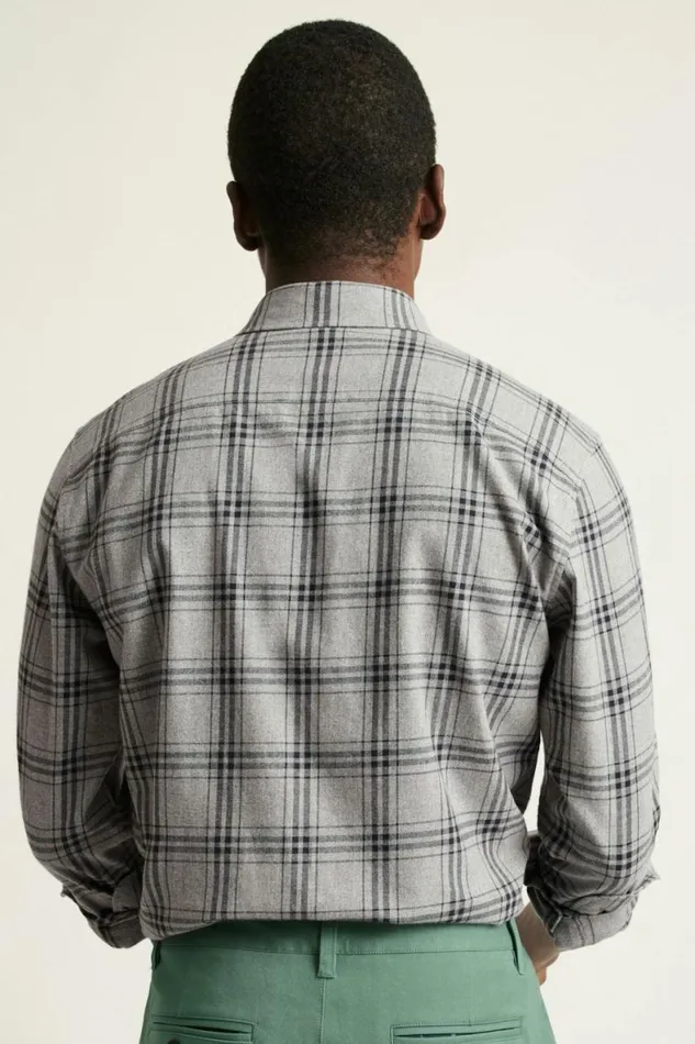 Men Everyday Lightweight Flannel Shirt Grey Darien Plaid Bonobos Overshirts