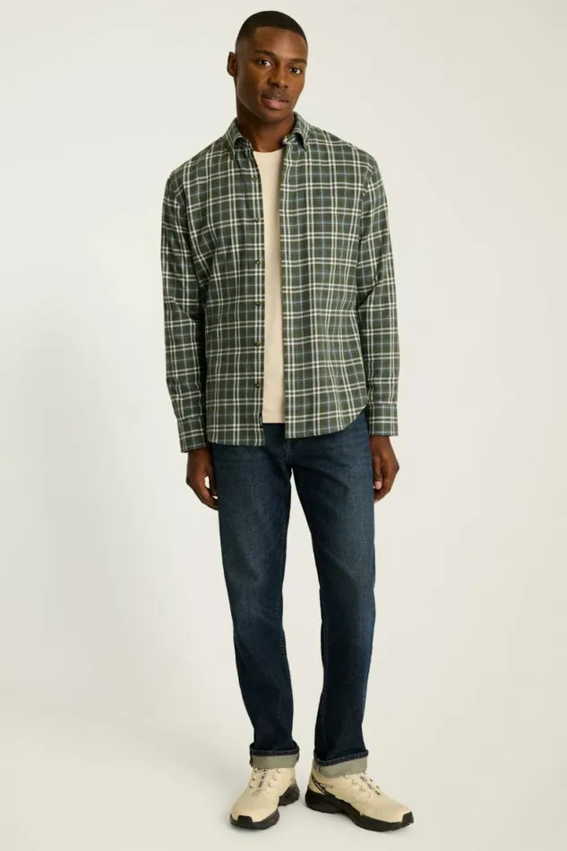 Men Everyday Lightweight Flannel Shirt Teal Grey Plaid Bonobos Overshirts