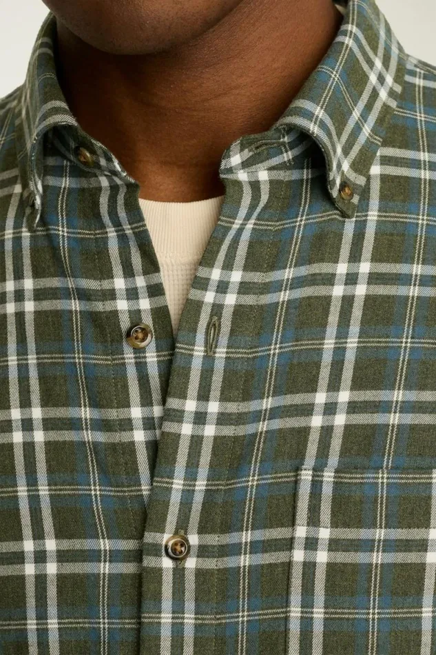 Men Everyday Lightweight Flannel Shirt Teal Grey Plaid Bonobos Overshirts