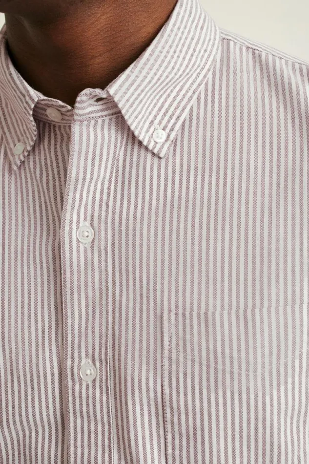 Men Everyday Oxford Shirt Burgundy Stripe Bonobos Business Casual Shirts