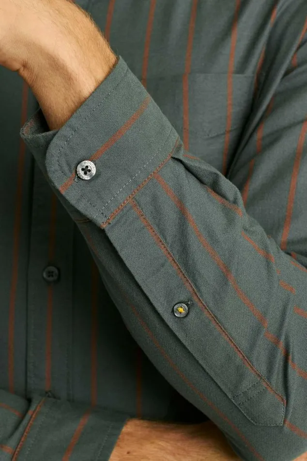 Men Everyday Oxford Shirt Green Rust Stripe Bonobos Business Casual Shirts