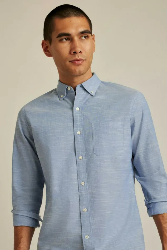 Men Everyday Shirt Blue Texture Slub Bonobos Business Casual Shirts
