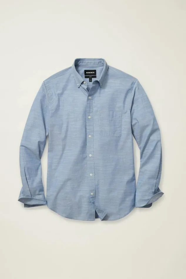 Men Everyday Shirt Blue Texture Slub Bonobos Business Casual Shirts