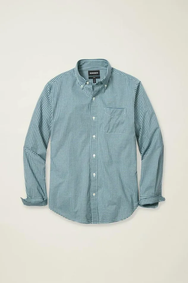 Men Everyday Shirt Navy Blue Gingham Bonobos Business Casual Shirts