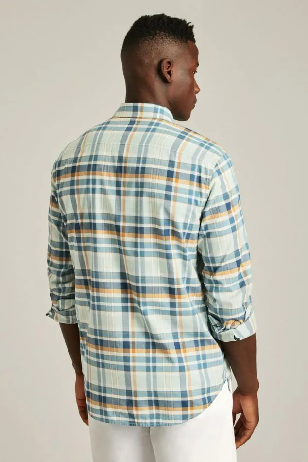 Men Everyday Shirt Navy Brown Providence Plaid Bonobos Business Casual Shirts