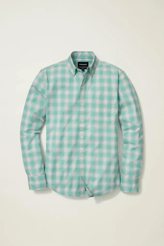Men Everyday Shirt Pinkesque Plaid Bonobos Business Casual Shirts
