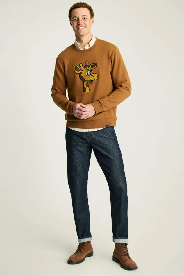 Men Geoffrey Supersoft Crew Teddy Brown Bonobos Crew and VNeck Sweaters