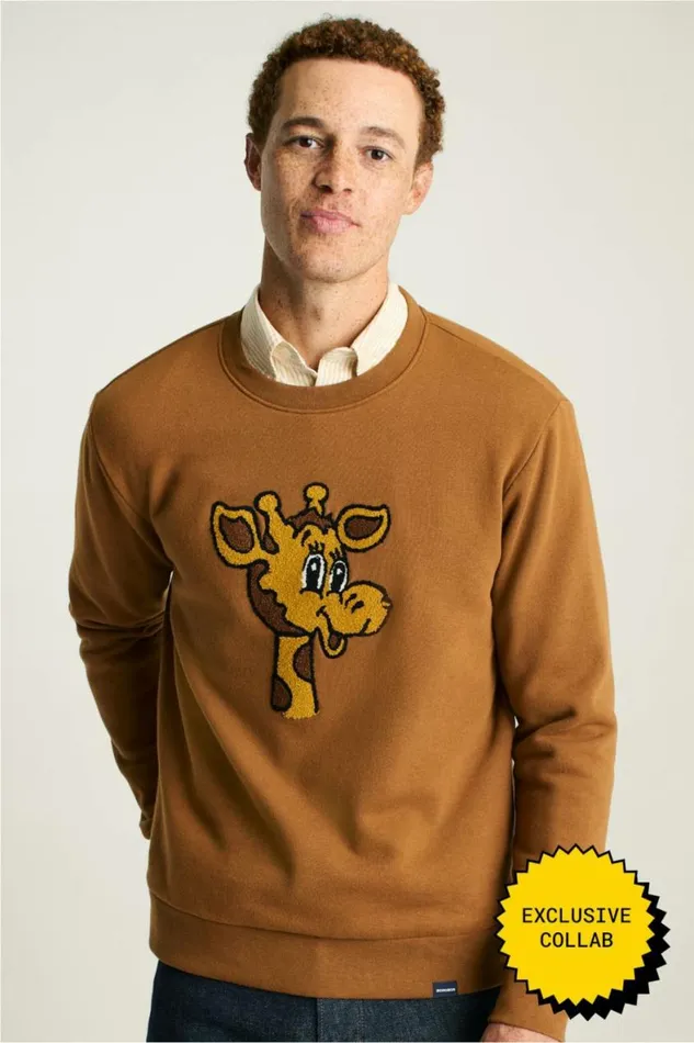 Men Geoffrey Supersoft Crew Teddy Brown Bonobos Crew and VNeck Sweaters